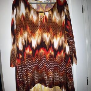 Cato Red and Orange Graphic Relaxed Blouse
